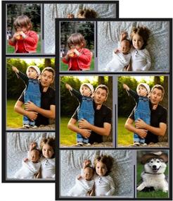 img 4 attached to 🖼️ Raxwalker Magnetic Collage Picture Frames for Refrigerator - 2 Pack (Black) - Display 4x6 and 2x3 inch Photos Effortlessly!