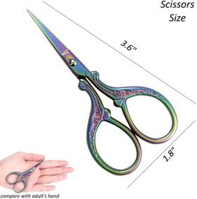 img 3 attached to BIHRTC 3.6 Inch Mini Scissors for Embroidery, Sewing, and Crafting – Stainless Steel Sharp 🌈 Tip Scissors with Rainbow Design – Ideal for Needlework, Threading, DIY Tools, Cross Stitch, and Art Work