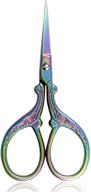 bihrtc 3.6 inch mini scissors for embroidery, sewing, and crafting – stainless steel sharp 🌈 tip scissors with rainbow design – ideal for needlework, threading, diy tools, cross stitch, and art work logo