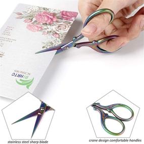 img 2 attached to BIHRTC 3.6 Inch Mini Scissors for Embroidery, Sewing, and Crafting – Stainless Steel Sharp 🌈 Tip Scissors with Rainbow Design – Ideal for Needlework, Threading, DIY Tools, Cross Stitch, and Art Work