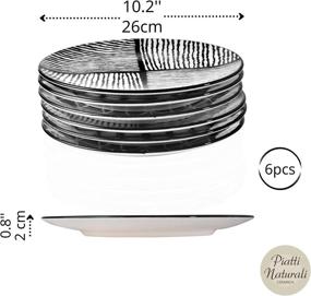 img 3 attached to 🍽️ Ceramic Dinner Plates Set of 6 by Piatti Naturali: 3 Designs, 10.2 inch Black Plates - Microwave and Dishwasher Safe, Scratch Resistant - Kitchen Porcelain Serving Dishes - Dish Sets