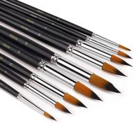 watercolor brushes - professional round paint brushes set, 9 assorted sizes detail 🖌️ paint brush for watercolors, acrylics, inks, gouache, oil and tempera - includes free painting knife logo
