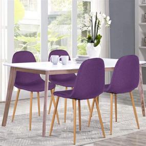 img 1 attached to 🪑 Stylish VECELO Set of 4 Purple Chairs with Fabric Cushion Seat and Sturdy Metal Legs for Kitchen, Dining, Living, and Lounge Room