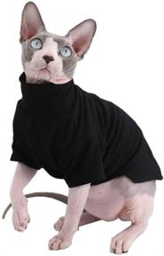 img 4 attached to ❄️ Winter Thick Cotton T-Shirts for Sphynx Cats, Double-Layered Pet Clothes with Sleeves, Hairless Cat Pajamas Apparel for Cats & Small Dogs