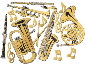 img 1 attached to 🎵 Shiny Gold Foil Musical Instrument Cutouts - Pack of 15