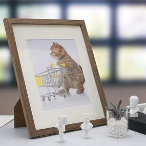 img 3 attached to 🖼 2 Pack Wooden Picture Frames 11x14 - High Definition Plexiglass and Versatile Display Options - Perfect Tabletop or Wall Hanging Set for 8x10 Photos with Mat or 11x14 Photos Without Mat - Brown Wood Pattern