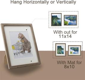 img 2 attached to 🖼 2 Pack Wooden Picture Frames 11x14 - High Definition Plexiglass and Versatile Display Options - Perfect Tabletop or Wall Hanging Set for 8x10 Photos with Mat or 11x14 Photos Without Mat - Brown Wood Pattern