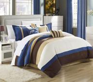 stylish and cozy: chic home cathy comforter set in queen size, blue shade logo