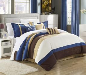 img 1 attached to Stylish and Cozy: Chic Home Cathy Comforter Set in Queen Size, Blue Shade