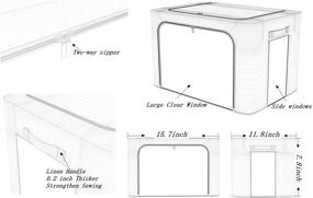 img 3 attached to 2 Pack Clear Window Storage Bins - Foldable Fabric Storage Boxes for Clothes - Stackable Container Organizer Set with Handles - Beige, 22L, 15.7X 11.8X 7.8 Inch