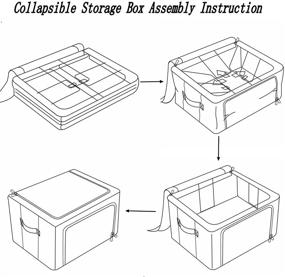 img 2 attached to 2 Pack Clear Window Storage Bins - Foldable Fabric Storage Boxes for Clothes - Stackable Container Organizer Set with Handles - Beige, 22L, 15.7X 11.8X 7.8 Inch