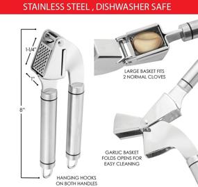 img 2 attached to 🧄 Chef's Star Garlic Press: Premium Stainless Steel Crushing Tool for Ginger, Nuts, with Flip Basket - Dishwasher Safe & Rust Proof Mincer