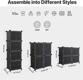 img 2 attached to 👢 Compact and Versatile 4 Cube 8 Tiers NATRKE DIY Shoe Rack: Portable Shoe Storage Organizer with Doors for Shoes and Accessories