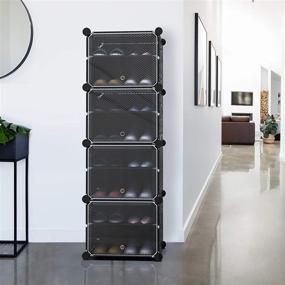 img 3 attached to 👢 Compact and Versatile 4 Cube 8 Tiers NATRKE DIY Shoe Rack: Portable Shoe Storage Organizer with Doors for Shoes and Accessories