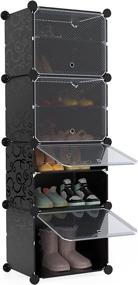 img 4 attached to 👢 Compact and Versatile 4 Cube 8 Tiers NATRKE DIY Shoe Rack: Portable Shoe Storage Organizer with Doors for Shoes and Accessories