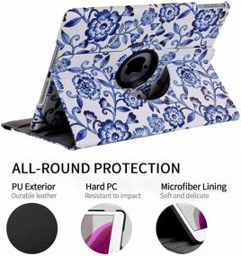 img 1 attached to 360 Degree Rotating Stand Protective Cover for New iPad 🔵 9.7 2018/2017 and iPad Air 2 - Blue White Porcelain Design