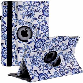 img 4 attached to 360 Degree Rotating Stand Protective Cover for New iPad 🔵 9.7 2018/2017 and iPad Air 2 - Blue White Porcelain Design