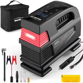 img 4 attached to 🔧 WindGallop Portable Air Compressor Tire Inflator - 12V DC Car Tire Pump with Touchscreen - Heavy Duty Air Pump for Car Tires and Bike Tires - Includes Tire Pressure Gauge, Extra Air Hose, and Battery Clamps