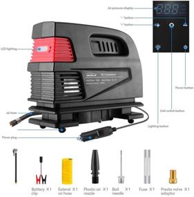 img 3 attached to 🔧 WindGallop Portable Air Compressor Tire Inflator - 12V DC Car Tire Pump with Touchscreen - Heavy Duty Air Pump for Car Tires and Bike Tires - Includes Tire Pressure Gauge, Extra Air Hose, and Battery Clamps
