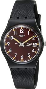 img 4 attached to ⌚ Свотч GB753 Мужские Часы Стандарт Черный Силиконовый Ремешок - Кварцевый Механизм, 19мм Ремешок