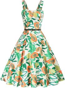 img 4 attached to 🌸 Belle Poque Women Sweetheart Neck Floral Dresses - 1950s Sleeveless Vintage Swing Dresses with Belt - Perfect for Casual & Party Wear