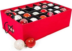 img 4 attached to 🎄 Christmas Ornament Storage Box with Dividers - Holds 48 Ornaments, up to 4 Inches in Diameter - Acid-Free Trays with Separators - 2 Red Removable Trays