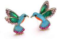 colorful hummingbird bird stud earrings: enamel crystal metal animal earrings with statement jewelry design for women and girls – goodcorsetmall logo