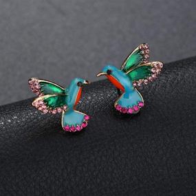 img 1 attached to Colorful Hummingbird Bird Stud Earrings: Enamel Crystal Metal Animal Earrings with Statement Jewelry Design for Women and Girls – GoodCorsetMall