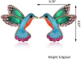 img 2 attached to Colorful Hummingbird Bird Stud Earrings: Enamel Crystal Metal Animal Earrings with Statement Jewelry Design for Women and Girls – GoodCorsetMall