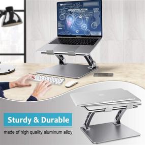 img 1 attached to B-Land Adjustable Laptop Stand - Aluminum Laptop Holder Riser 🖥️ for MacBook, Dell XPS, Samsung, Lenovo, Alienware, and More Laptops 11-17 inch