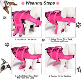 img 1 attached to PetLoft Dog Life Jacket - Adjustable Safety Floatation Vest for Swimming, Boating, Beach Playing - 2 Cute Patterns Available - M Size - Hot Pink Mermaid