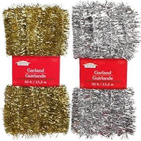 img 4 attached to 🎄 Add Sparkle to Your Christmas Décor with Silver & Gold Tinsel Garlands - Set of 2, 50 ft. each!