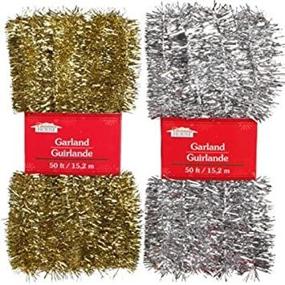 img 1 attached to 🎄 Add Sparkle to Your Christmas Décor with Silver & Gold Tinsel Garlands - Set of 2, 50 ft. each!