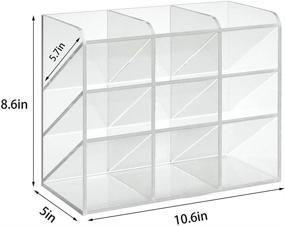 img 3 attached to 🗄️ Clear Acrylic Desk Organizer by NIUBEE - Pen Pencil Holder for Office School, Makeup Brush & Art Craft Supplies Storage with 12 Compartments