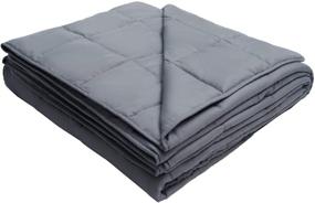 img 4 attached to 🛌 WARFFET Weighted Blanket 15 lbs - Dark Grey Twin Size Blanket for Kids and Adults, Down-Like Fiber & Non-Toxic Beads, Promotes Better Sleep on Twin/Full Bed