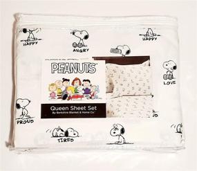 img 1 attached to 🛏️ Black & White Snoopy Peanuts Queen Size Sheet Set - Expressing a Range of Emotions: Happy, Tired, Love, Sad, Angry, Proud and Surprised - Includes Flat Sheet, Fitted Sheet, and Pillowcases