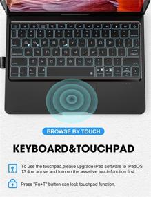 img 2 attached to 🎛️ 10.2 inch iPad Keyboard Case with Touchpad & Pencil Holder | 360° Rotatable Backlight Keyboard Compatible with iPad 9th Gen 2021, 8th Gen 2020, 7th Gen 2019 & 10.5 inch iPad Air 3 2019, Pro 2017