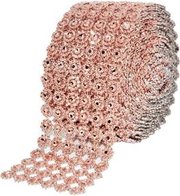 img 4 attached to Faux Diamond Bling Wrap - Sparkling Flower Pattern Ribbon Roll for Wedding, Party, Centerpiece, Cake, Vase Decoration - 10 Yards (Champagne, 4 inches)