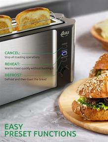 img 2 attached to 🍞 Top-rated Long Slot Toaster with Warming Rack, 2 Slice Stainless Steel Toasters - 6 Browning Settings, Defrost/Reheat/Cancel Functions, Removable Crumb Tray - 1000W