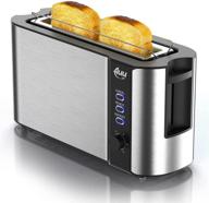 🍞 top-rated long slot toaster with warming rack, 2 slice stainless steel toasters - 6 browning settings, defrost/reheat/cancel functions, removable crumb tray - 1000w логотип