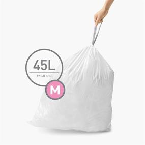 img 2 attached to simplehuman Code M Custom Fit Drawstring Trash Bags, 45L / 12G, White, 60 ct.