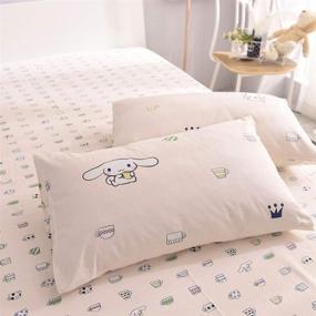 img 4 attached to 🐶 Cute Cartoon Cinnamoroll Print Pillowcases: Soft Cotton Kids Girl/Boy Teen Pillow Shams - Standard Queen Size, Envelope Closure (2 Pieces, 20"×26")