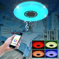 🔆 iyunxi starlight led ceiling light with bluetooth speaker: 36w 16inch dimmable color & music fixture - remote control & adjustable hollow-out flower pattern for bedroom logo