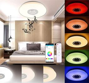 img 3 attached to 🔆 IYUNXI Starlight LED Ceiling Light with Bluetooth Speaker: 36W 16Inch Dimmable Color & Music Fixture - Remote Control & Adjustable Hollow-Out Flower Pattern for Bedroom