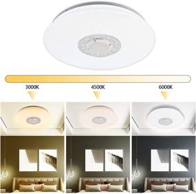 img 2 attached to 🔆 IYUNXI Starlight LED Ceiling Light with Bluetooth Speaker: 36W 16Inch Dimmable Color & Music Fixture - Remote Control & Adjustable Hollow-Out Flower Pattern for Bedroom