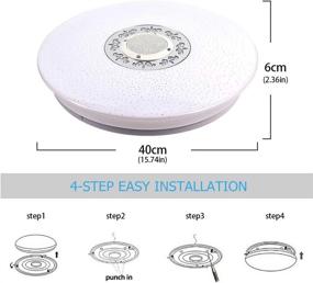 img 1 attached to 🔆 IYUNXI Starlight LED Ceiling Light with Bluetooth Speaker: 36W 16Inch Dimmable Color & Music Fixture - Remote Control & Adjustable Hollow-Out Flower Pattern for Bedroom