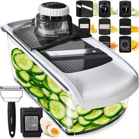 img 4 attached to Fullstar 11 in 1 Mandoline Slicer, Vegetable Chopper & Cheese Grater - Ultimate Kitchen Gadget Set with Peeler, Spiralizer, Juicer, French Fry Maker & Julienne Cutter! Includes Safety Glove & Cleaning Brush