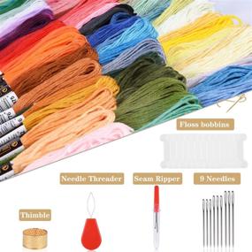 img 2 attached to 🌈 Vibrant 100-Skein Rainbow Embroidery Floss Set for Friendship Bracelets & Cross Stitch Crafts Plus Needlework Tools