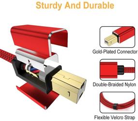 img 1 attached to 🔴 5 футовый красный USB C кабель для принтера: AkoaDa USB C к USB B мужской шнур для DIMI, Chromebook Pixel, MacBook Pro, HP Canon принтеров, iPad Pro и других устройств/ноутбуков с Type-C