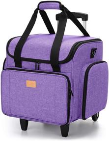 img 4 attached to 🧵 Luxja Sewing Machine Case with Detachable Dolly and Removable Bottom Pad - Purple